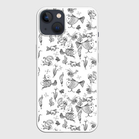 Чехол для iPhone 13 с принтом Рисованные сказочные рыбки в Кировске,  |  | детский рисунок | набросок | рисунок | рыбки | сказочный | скетч