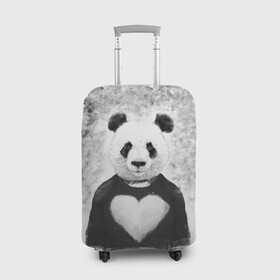 Чехол для чемодана 3D с принтом Панда Любовь Сердце Меланж  в Кировске, 86% полиэфир, 14% спандекс | двустороннее нанесение принта, прорези для ручек и колес | animals | beast | panda | глаза | животные | звери | краски | любовь | меланж | милые | панда | пятна | растения | сердце | серый | цветы | чб | эвкалипт