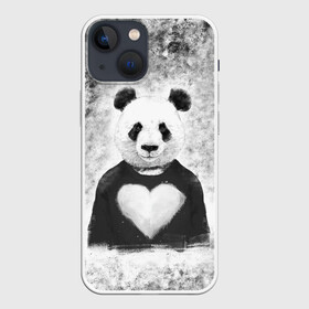 Чехол для iPhone 13 mini с принтом Панда Любовь Сердце Меланж в Кировске,  |  | animals | beast | panda | глаза | животные | звери | краски | любовь | меланж | милые | панда | пятна | растения | сердце | серый | цветы | чб | эвкалипт