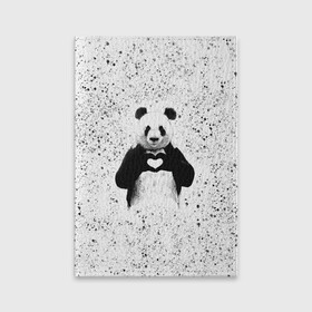 Обложка для паспорта матовая кожа с принтом Панда Любовь Сердце Брызги в Кировске, натуральная матовая кожа | размер 19,3 х 13,7 см; прозрачные пластиковые крепления | animals | beast | panda | брызги | глаза | животные | звери | краски | любовь | милые | панда | пятна | растения | сердце | серый | точки | цветы | чб | эвкалипт