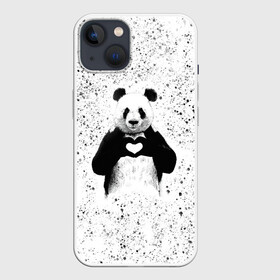 Чехол для iPhone 13 с принтом Панда Любовь Сердце Брызги в Кировске,  |  | animals | beast | panda | брызги | глаза | животные | звери | краски | любовь | милые | панда | пятна | растения | сердце | серый | точки | цветы | чб | эвкалипт