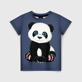 Детская футболка 3D с принтом Милая Панда (Sweet Panda) в Кировске, 100% гипоаллергенный полиэфир | прямой крой, круглый вырез горловины, длина до линии бедер, чуть спущенное плечо, ткань немного тянется | animals | beast | panda | глаза | детям | животные | звери | лапки | милые | мульт | панда | растения | цветы | эвкалипт