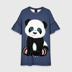 Детское платье 3D с принтом Милая Панда (Sweet Panda) в Кировске, 100% полиэстер | прямой силуэт, чуть расширенный к низу. Круглая горловина, на рукавах — воланы | animals | beast | panda | глаза | детям | животные | звери | лапки | милые | мульт | панда | растения | цветы | эвкалипт