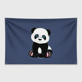 Флаг-баннер с принтом Милая Панда (Sweet Panda) в Кировске, 100% полиэстер | размер 67 х 109 см, плотность ткани — 95 г/м2; по краям флага есть четыре люверса для крепления | animals | beast | panda | глаза | детям | животные | звери | лапки | милые | мульт | панда | растения | цветы | эвкалипт
