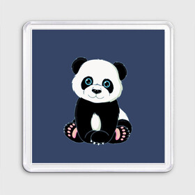 Магнит 55*55 с принтом Милая Панда (Sweet Panda) в Кировске, Пластик | Размер: 65*65 мм; Размер печати: 55*55 мм | Тематика изображения на принте: animals | beast | panda | глаза | детям | животные | звери | лапки | милые | мульт | панда | растения | цветы | эвкалипт