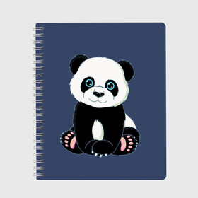 Тетрадь с принтом Милая Панда (Sweet Panda) в Кировске, 100% бумага | 48 листов, плотность листов — 60 г/м2, плотность картонной обложки — 250 г/м2. Листы скреплены сбоку удобной пружинной спиралью. Уголки страниц и обложки скругленные. Цвет линий — светло-серый
 | animals | beast | panda | глаза | детям | животные | звери | лапки | милые | мульт | панда | растения | цветы | эвкалипт