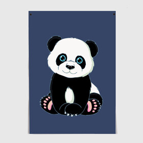 Постер с принтом Милая Панда (Sweet Panda) в Кировске, 100% бумага
 | бумага, плотность 150 мг. Матовая, но за счет высокого коэффициента гладкости имеет небольшой блеск и дает на свету блики, но в отличии от глянцевой бумаги не покрыта лаком | animals | beast | panda | глаза | детям | животные | звери | лапки | милые | мульт | панда | растения | цветы | эвкалипт