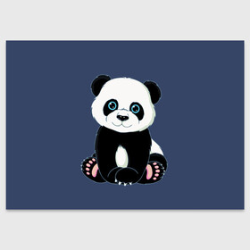 Поздравительная открытка с принтом Милая Панда (Sweet Panda) в Кировске, 100% бумага | плотность бумаги 280 г/м2, матовая, на обратной стороне линовка и место для марки
 | Тематика изображения на принте: animals | beast | panda | глаза | детям | животные | звери | лапки | милые | мульт | панда | растения | цветы | эвкалипт