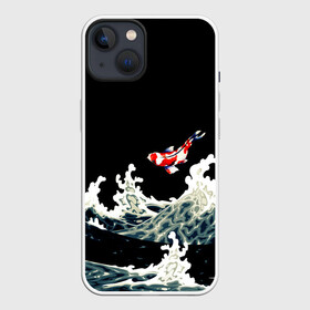 Чехол для iPhone 13 с принтом Карп Кои Волна Япония Рыба в Кировске,  |  | Тематика изображения на принте: fish | japan | koi | ocean | sea | style | waves | аниме | вода | волны | животные | иероглифы | карпы | кои | культура | море | надпись | океан | рыбы | стиль | япония