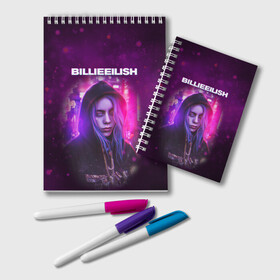 Блокнот с принтом BILLIE EILISH | GLITCH (Z) в Кировске, 100% бумага | 48 листов, плотность листов — 60 г/м2, плотность картонной обложки — 250 г/м2. Листы скреплены удобной пружинной спиралью. Цвет линий — светло-серый
 | be | billie | billie eilish | blohsh | ghoul | glitch | айлиш | билли | билли айлиш | бэрд | глитч | пайрат | пайрат бэрд