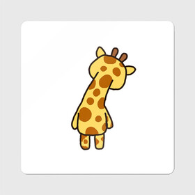 Магнит виниловый Квадрат с принтом милый жираф со спины в Кировске, полимерный материал с магнитным слоем | размер 9*9 см, закругленные углы | Тематика изображения на принте: желый | жираф | зверь | пятна | рожки | со спины | цветной