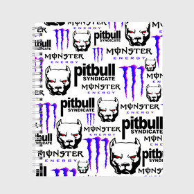 Тетрадь с принтом PITBULL SYNDICATE X MONSTER в Кировске, 100% бумага | 48 листов, плотность листов — 60 г/м2, плотность картонной обложки — 250 г/м2. Листы скреплены сбоку удобной пружинной спиралью. Уголки страниц и обложки скругленные. Цвет линий — светло-серый
 | games | monster energy | pitbull syndicate | игры | питбудь синдикат | питбуль | разработчик игр | собака | энергетик. | эрик давидыч