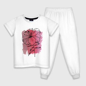 Детская пижама хлопок с принтом Восточная лилия в Кировске, 100% хлопок |  брюки и футболка прямого кроя, без карманов, на брюках мягкая резинка на поясе и по низу штанин
 | графика | красный | лилия | природа | розовый | цветы