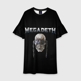 Детское платье 3D с принтом Megadeth в Кировске, 100% полиэстер | прямой силуэт, чуть расширенный к низу. Круглая горловина, на рукавах — воланы | megadeth | rock | trash metal | мега | мегадетх | метал | рок