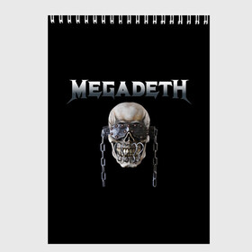 Скетчбук с принтом Megadeth в Кировске, 100% бумага
 | 48 листов, плотность листов — 100 г/м2, плотность картонной обложки — 250 г/м2. Листы скреплены сверху удобной пружинной спиралью | megadeth | rock | trash metal | мега | мегадетх | метал | рок