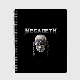 Тетрадь с принтом Megadeth в Кировске, 100% бумага | 48 листов, плотность листов — 60 г/м2, плотность картонной обложки — 250 г/м2. Листы скреплены сбоку удобной пружинной спиралью. Уголки страниц и обложки скругленные. Цвет линий — светло-серый
 | Тематика изображения на принте: megadeth | rock | trash metal | мега | мегадетх | метал | рок