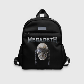 Детский рюкзак 3D с принтом Megadeth в Кировске, 100% полиэстер | лямки с регулируемой длиной, сверху петелька, чтобы рюкзак можно было повесить на вешалку. Основное отделение закрывается на молнию, как и внешний карман. Внутри дополнительный карман. По бокам два дополнительных кармашка | Тематика изображения на принте: megadeth | rock | trash metal | мега | мегадетх | метал | рок