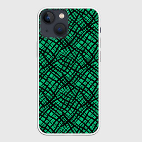 Чехол для iPhone 13 mini с принтом Абстрактный зелено черный узор в Кировске,  |  | абстрактный | зеленый | креативный камуфляж | линии | молодежный | полосатый | черный