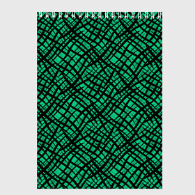 Скетчбук с принтом Абстрактный зелено-черный узор в Кировске, 100% бумага
 | 48 листов, плотность листов — 100 г/м2, плотность картонной обложки — 250 г/м2. Листы скреплены сверху удобной пружинной спиралью | Тематика изображения на принте: абстрактный | зеленый | креативный камуфляж | линии | молодежный | полосатый | черный
