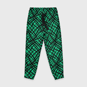 Детские брюки 3D с принтом Абстрактный зелено-черный узор в Кировске, 100% полиэстер | манжеты по низу, эластичный пояс регулируется шнурком, по бокам два кармана без застежек, внутренняя часть кармана из мелкой сетки | абстрактный | зеленый | креативный камуфляж | линии | молодежный | полосатый | черный