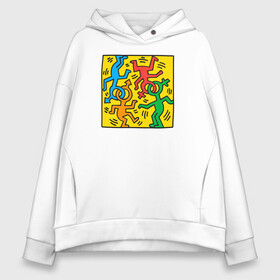 Женское худи Oversize хлопок с принтом Pop Art Keith 2 в Кировске, френч-терри — 70% хлопок, 30% полиэстер. Мягкий теплый начес внутри —100% хлопок | боковые карманы, эластичные манжеты и нижняя кромка, капюшон на магнитной кнопке | pop art | искусство | картины | поп арт