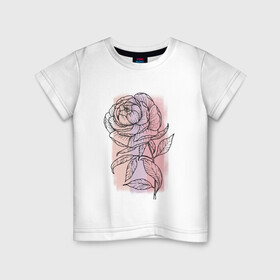 Детская футболка хлопок с принтом Нежный пион в Кировске, 100% хлопок | круглый вырез горловины, полуприлегающий силуэт, длина до линии бедер | графика | нежный | пион | природа | розовый | сиреневый | цветок | цветы