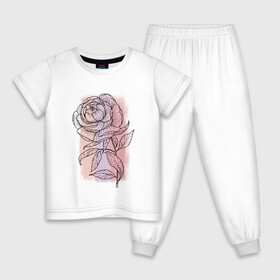 Детская пижама хлопок с принтом Нежный пион в Кировске, 100% хлопок |  брюки и футболка прямого кроя, без карманов, на брюках мягкая резинка на поясе и по низу штанин
 | графика | нежный | пион | природа | розовый | сиреневый | цветок | цветы