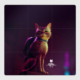 Магнитный плакат 3Х3 с принтом Stray Game 2021 в Кировске, Полимерный материал с магнитным слоем | 9 деталей размером 9*9 см | 2021 | cat | cyberpunk | game | stray | бродилка | бродить | бродячий | киберпанк | кот | стрей | стрэй