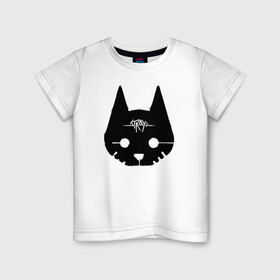 Детская футболка хлопок с принтом Stray Game 2021 в Кировске, 100% хлопок | круглый вырез горловины, полуприлегающий силуэт, длина до линии бедер | 2021 | cat | cyberpunk | game | stray | бродилка | бродить | бродячий | киберпанк | кот | стрей | стрэй