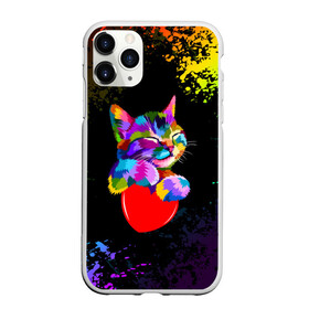 Чехол для iPhone 11 Pro матовый с принтом РАДУЖНЫЙ КОТИК / RAINBOW KITTY в Кировске, Силикон |  | heart | kitty | like | low poly | rainbow | животные | звери | котик | лайк | радуга | радужный котик | сердечко | цветные