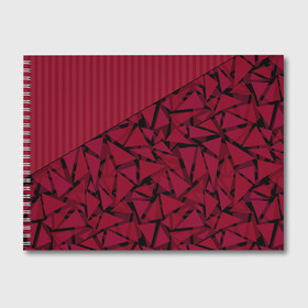Альбом для рисования с принтом Красный комбинированный узор  в Кировске, 100% бумага
 | матовая бумага, плотность 200 мг. | Тематика изображения на принте: абстрактный | в полоску | геометрический | красный | полосатый | современный