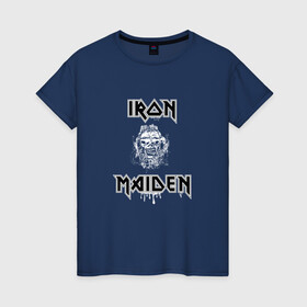 Женская футболка хлопок с принтом IRON MAIDEN | АЙРОН МЕЙДЕН (Z) в Кировске, 100% хлопок | прямой крой, круглый вырез горловины, длина до линии бедер, слегка спущенное плечо | iron maiden | logo | music | rock | айрон мэйден | железная дева | лого | музик | рок | стив харрис | ужасы | хеви метал