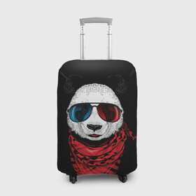 Чехол для чемодана 3D с принтом Панда Хипстер в Очках в Кировске, 86% полиэфир, 14% спандекс | двустороннее нанесение принта, прорези для ручек и колес | animal | funny | panda | животные | звери | милые | очки | панда | прикол | хипстер