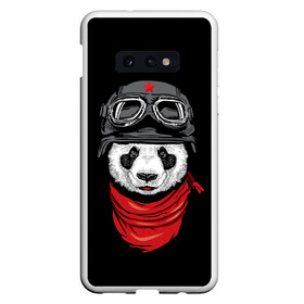 Чехол для Samsung S10E с принтом Панда Танкист  в Кировске, Силикон | Область печати: задняя сторона чехла, без боковых панелей | animal | funny | panda | военный | животные | звери | милые | очки | панда | прикол | хипстер