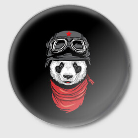Значок с принтом Панда Танкист  в Кировске,  металл | круглая форма, металлическая застежка в виде булавки | animal | funny | panda | военный | животные | звери | милые | очки | панда | прикол | хипстер