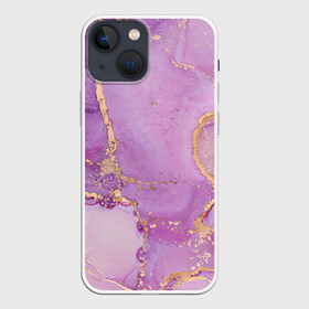 Чехол для iPhone 13 mini с принтом Сиреневые разводы краски в Кировске,  |  | абстракция | блестки | градиент | золото | разводы краски