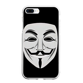 Чехол для iPhone 7Plus/8 Plus матовый с принтом Guy Fawkes в Кировске, Силикон | Область печати: задняя сторона чехла, без боковых панелей | белый | бородка | гай фокс | лицо | маска | усы | черный