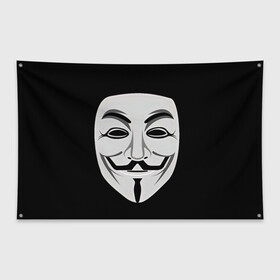 Флаг-баннер с принтом Guy Fawkes в Кировске, 100% полиэстер | размер 67 х 109 см, плотность ткани — 95 г/м2; по краям флага есть четыре люверса для крепления | белый | бородка | гай фокс | лицо | маска | усы | черный
