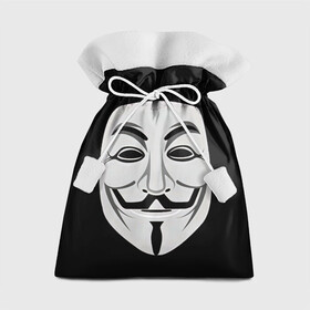 Подарочный 3D мешок с принтом Guy Fawkes в Кировске, 100% полиэстер | Размер: 29*39 см | белый | бородка | гай фокс | лицо | маска | усы | черный