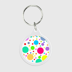 Брелок круглый с принтом Polka dot в Кировске, пластик и полированная сталь | круглая форма, металлическое крепление в виде кольца | dotted | в горошек | зелёный | красный | разноцветный | синий | узор