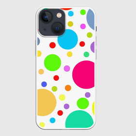 Чехол для iPhone 13 mini с принтом Polka dot в Кировске,  |  | dotted | в горошек | зелёный | красный | разноцветный | синий | узор