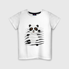 Детская футболка хлопок с принтом МАЛЫШ ПАНДА в Кировске, 100% хлопок | круглый вырез горловины, полуприлегающий силуэт, длина до линии бедер | baby | bear | china | honey | little | panda | sweet | texture | иллюзия | китай | малыш | медведь | милый | мишка | няшка | панда | текстуры
