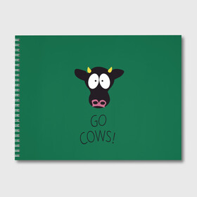 Альбом для рисования с принтом Go Cows в Кировске, 100% бумага
 | матовая бумага, плотность 200 мг. | cow | south park | sport | коровы | мульт | мультфильм | спорт | южный парк
