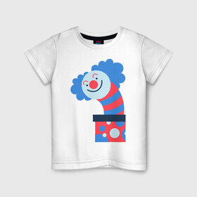 Детская футболка хлопок с принтом Жуткий клоун-сюрприз в коробке в Кировске, 100% хлопок | круглый вырез горловины, полуприлегающий силуэт, длина до линии бедер | веселье | жутко | клоун | мило | монстры | персонаж | существа | сюрприз