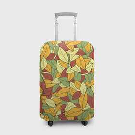 Чехол для чемодана 3D с принтом Яркие осенние листья в Кировске, 86% полиэфир, 14% спандекс | двустороннее нанесение принта, прорези для ручек и колес | желтые | зеленые | золотая | красные | листья | осенний | осень | яркие