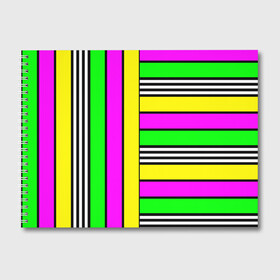 Альбом для рисования с принтом полосатый неоновый модный узор в Кировске, 100% бумага
 | матовая бумага, плотность 200 мг. | желтый неоновый | молодежный | неон | неоновый | неоновый зеленый | полосатый | разноцветный | розовый неоновый