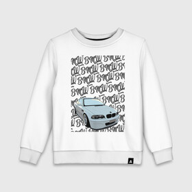 Детский свитшот хлопок с принтом BMW E46 черные надписи в Кировске, 100% хлопок | круглый вырез горловины, эластичные манжеты, пояс и воротник | bmw | e46 | m3 | авто | автомобили | бмв | е46 | м3 | машины