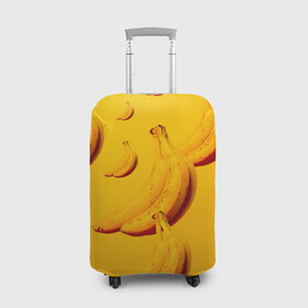 Чехол для чемодана 3D с принтом бананы в Кировске, 86% полиэфир, 14% спандекс | двустороннее нанесение принта, прорези для ручек и колес | банановая кожура | бананы | желтый | желтый банан | фрукты
