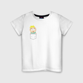 Детская футболка хлопок с принтом Баттерс в кармане в Кировске, 100% хлопок | круглый вырез горловины, полуприлегающий силуэт, длина до линии бедер | batters | south park | баттерс | мульт | мультфильм | южный парк