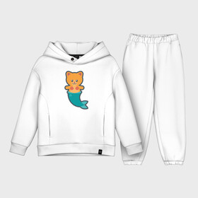 Детский костюм хлопок Oversize с принтом Cat Mermaid в Кировске,  |  | animal | cat | cute | fish | kitty | meow | друг | животные | киска | кися | китти | кот | котенок | котик | котэ | кошечка | кошка | мур | мяу | питомец | русалка | русалочка | рыба